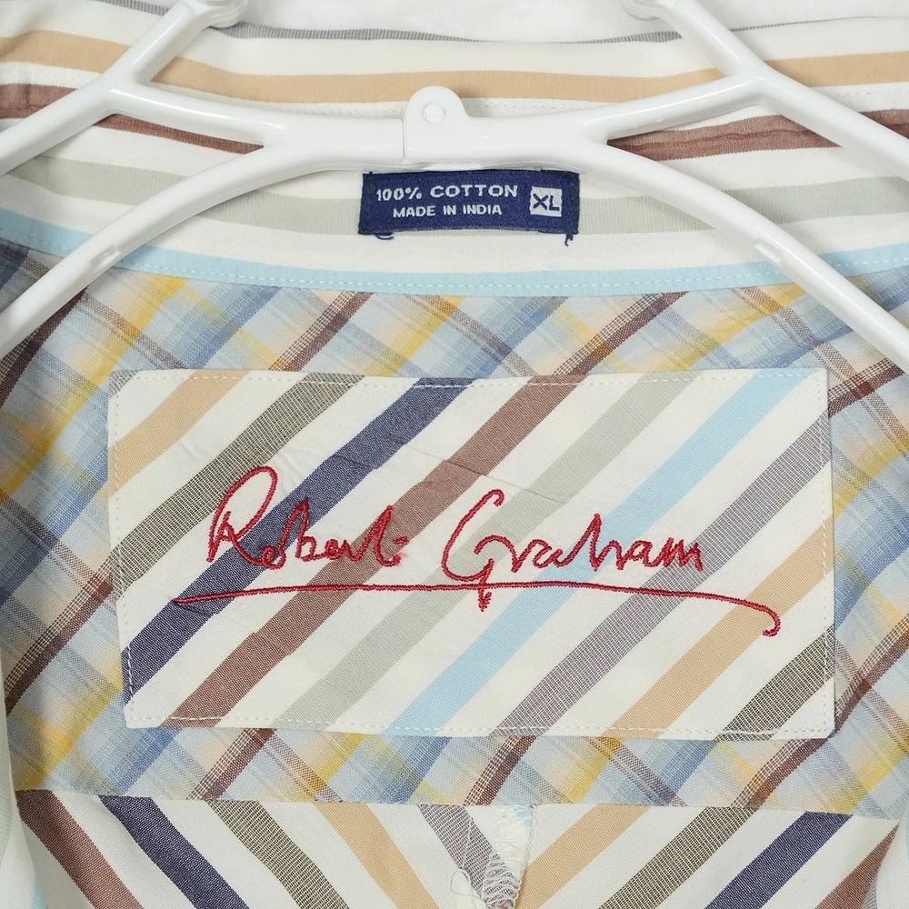 Robert Graham Shirt Mens XL Multicolor Striped Button Up L/S French Cuffed Dress - Picture 5 of 8